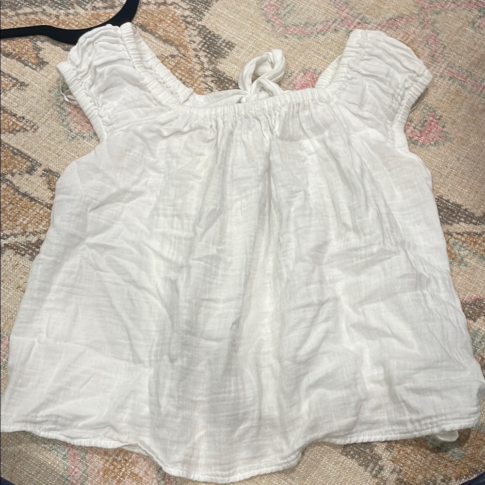 Off shoulder white linen top